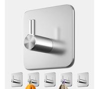 4smile Portasciugamani senza foratura, set da 6 sostegni in acciaio inox, autoadesivi con cuscinetti adesivi, ganci adesivi antiruggine, extra forti come supporti per asciugamani per bagno e cucina