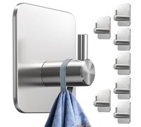 4smile Portasciugamani senza foratura, set da 8 ganci in acciaio inox, autoadesivi con cuscinetti adesivi, ganci adesivi antiruggine, extra forti come sostegni per asciugamani per cucina e bagno