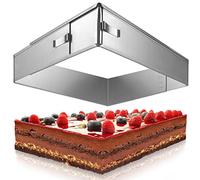 4smile Stampo rettangolare regolabile in acciaio inox per mousse, forma stabile, per torte e torte