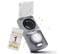 4smile Timer da Esterno, Set di 2 - Presa Temporizzata Meccanica IP44, Alta Capacità di Commutazione - Dispositivo Analogico Facile da Usare, Grigio
