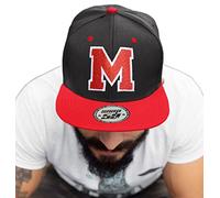 4sold ABC - Cappellino snapback con lettere, diversi modelli con lettere dalla A alla Z, colore: nero/bianco M Taglia unica