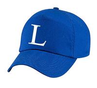 4sold Berretto unisex per bambini, con protezione UV 200, berretto per bambini, cappello con lettere dell'alfabeto A-Z, blu reale, l, Taglia Unica