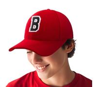 4sold Cappello da baseball regolabile per bambini con ricamo 3D dell'alfabeto dalla A alla Z, berretto da baseball rosso nero con lettere per bambini cappello sportivo, B, Taglia unica