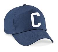 4sold Cappello da Sole Estivo A-Z per Bambini in Cotone Blu Navy - Berretto da Scuola, Sportivo, Baseball Regolabile per Ragazzo e Ragazza - C