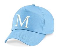4sold Cappello da sole estivo in cotone ricamato per bambini, per la scuola, per bambini, berretto sportivo con lettere dell'alfabeto dalla A alla Z, berretto da baseball regolabile, M, Taglia unica