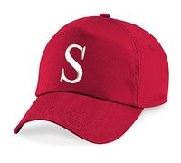 4sold Cappello da sole estivo per bambini in cotone da ricamo per bambini cappello per bambini scuola sport alfabeto A-Z ragazzo cappello da baseball regolabile rosso, S, Taglia Unica