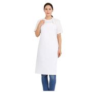 4sold Grembiuli da Chef Bianchi - 100% Cotone Resistente 240g/m², Durevole e Naturalmente Resistente al Fuoco Grembiuli da Cucina Regolabili Senza Tasche per Uomini, Donne, Macellai, BBQ, (1psc)