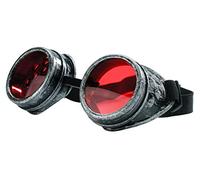 4sold occhiali da sole Steampunk, Antique, Copper, Cyber, Goggles, Rave, Goth, Vintage, Victorian Brushed Silver With Free Lensses And Stickers Medium