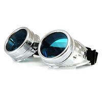 4sold occhiali da sole Steampunk, Antique, Copper, Cyber, Goggles, Rave, Goth, Vintage, Victorian Silver With Free Uv Lensses And Stickers Medium
