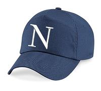 4sold Ricamo Bambino Blu navy Cotone Estivo Cappello per Il Sole Bambini Scuola Bambini Cappelli Cappello Sport Alfabeto A-Z Ragazzo Ragazza Regolabile Berretto da Baseball