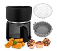 4SWISS Pure Glass - Friggitrice ad Aria Senza Olio con Cassetto in Vetro, Sistema Igienico, 12 Programmi, Efficiente ed Elegante - Perfetta per una Cucina Sana e Moderna