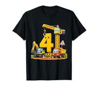 4th Birthday Boy Construction Truck 4 Years Old Party Maglietta