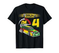 4th Birthday Bruh Racing Car Party Outfit 4 Year Old Boys Maglietta