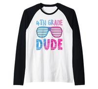 4th Grade Dude First Day Back to School Occhiali da Sole Maglia con Maniche Raglan