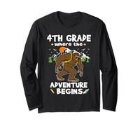 4th Grade Where The Adventure Begins Back To School Bigfoot Maglia a Manica