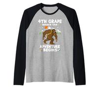 4th Grade Where The Adventure Begins Back To School Bigfoot Maglia con Maniche Raglan