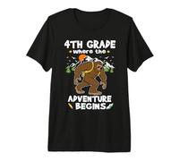 4th Grade Where The Adventure Begins Back To School Bigfoot Maglietta Premium