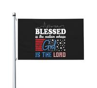 4Th July Blessed Is The Nation Whose God Is The Lord Bandiere Resistente Alle Intemperie Bandiera Robuste Bandiera Da Giardino Per Portico Casa Balcone 3X5Ft