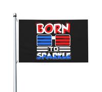 4Th July Born To Sparkle Flag Bandiera Da Giardino Con 2 Occhielli Bandiera Per Interno Feste Esterno 3X5Ft