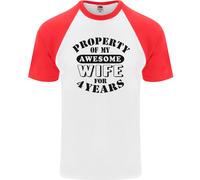 4th Matrimonio Anniversario 4 Anno Divertente Donna DA UOMO S/S Baseball T-Shirt