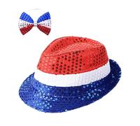4th of July Costume Hat, Red White Blue Sequin Headwear, Eye-Catching Photography Props, Stage Dancing Clothing, Patriotic Festival Accessories for July Fourth Gatherings