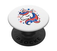 4th Of July Cute Unicorn American Flag Patriotic Girls Kids PopSockets PopGrip Adesivo