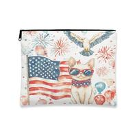 4th of July Devon Rex Cat Makeup Bag 17,8 x 22,9 cm per borsa da viaggio, 250 anni American Anniversary Cosmetic Pouch per donne, patriottica portatile tela cerniera organizzatore articoli da toeletta