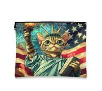 4th of July Devon Rex Cat Makeup Bag 17,8 x 22,9 cm per borsa da viaggio, 250 anni vintage anniversario articoli da toeletta cosmetici da donna, organizer patriottico portatile in tela con cerniera