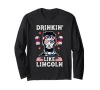 4th of July Drinkin Like Lincoln Merica Abraham Beer Lover Maglia a Manica