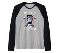 4th of July Drinkin Like Lincoln Merica Abraham Beer Lover Maglia con Maniche Raglan