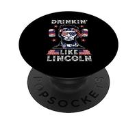 4th of July Drinkin Like Lincoln Merica Abraham Beer Lover PopSockets PopGrip Adesivo