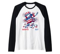4th of July INDEPEN-Dance Day Blocks Bricks Master Builder Maglia con Maniche Raglan