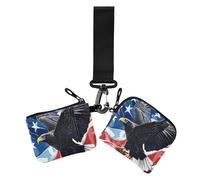 4th Of July Independence Day Black Bird Custodie per carte da donna Porta carte di credito piccolo staccabile portafoglio organizer con portachiavi per uso quotidiano 2 pezzi, 4 luglio Independence