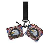 4th Of July Independence Day Black Bird Liberty Ride Custodie per carte da donna Porta carte di credito sottile staccabile portafoglio portamonete organizer con cinturino da polso per signora 2 pezzi