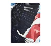 4th Of July Independence Day Black Bird Porta passaporto in pelle per viaggio donne per viaggio Portafoglio Combo Badge ID Vaccino Card Holder Portafoglio per le donne Leggero, 4 luglio Independence