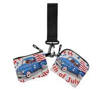 4th Of July Independence Day Blue Truck Dual Coin Purse Credit Card Holder Wallet Cute Fashion Change Purse Wallet con cerniera portamonete per lavoro e viaggi, 2 pezzi, 4 luglio Giorno
