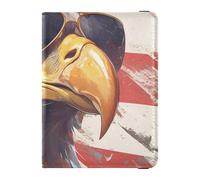 4th Of July Independence Day Brown Bird Leather Passaporto Card Holder Cover Combo per viaggio Documenti di viaggio Organizer Protector Porta passaporto Custodia per le donne Impermeabile, 4 luglio