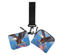 4th Of July Independence Day Brown Bird Portafoglio portamonete da donna porta carte di dimensioni compatte porta soldi con cerniera tasca portamonete per donna 2 confezioni, 4 luglio Giorno