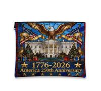 4th of July Independence Day Eagle Makeup Bag 17,8 x 22,9 cm per borsa da viaggio, 250° anniversario americano, beauty case da donna, organizer patriottico portatile in tela con cerniera