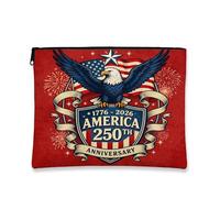 4th of July Independence Day Eagle Makeup Bag 17,8 x 22,9 cm per borsa da viaggio, 250° anniversario americano, astuccio cosmetico da donna, vintage, portatile, in tela, con cerniera, organizer da