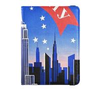4th Of July Independence Day Empire State Building Porta passaporto in pelle per uomini da viaggio per viaggio Custodia protettiva per vaccino Custodia protettiva portafoglio porta passaporto per le