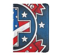 4th Of July Independence Day Land Of Free Blue Leather Passaporto e Vaccine Card Wallet Combo per viaggio Vaccino Caso Protector Cover Passaporto per gli uomini Ultra Sottile, 4 luglio Giorno