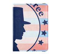 4th Of July Independence Day Land Of Free Blue Silhouette Portafoglio da viaggio in pelle da donna porta passaporto per viaggio Portafoglio Combo Carino passaporto Libro per le donne Leggero, 4, di