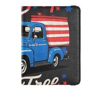 4th Of July Independence Day Land Of Free Blue Truck Custodia per passaporto in pelle per viaggio Custodia vaccino Protector Cover Badge ID Vaccino Card Holder Portafoglio per uomo impermeabile, 4