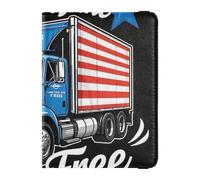 4th Of July Independence Day Land Of Free Blue Truck Leather Passaporto Card Holder Cover Combo per viaggio Vaccino Card Holder Cover Combo Copertura per passaporto con blocco RFID per gli uomini