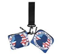 4th Of July Independence Dayblue Silhouette Dual Wristlet Portafogli per le donne Mini Fashion ID Card Holder Protector con portachiavi per le donne 2 pezzi, 4 luglio Independence DayBlue silhouette