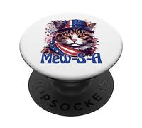 4th of July Mew-S-A Pawsitively Patriotic Cat PopSockets PopGrip Adesivo