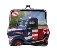 4th of July Patriotic Trucks Print Vintage Leather Change Purse Elegante Piccolo Portamonete per le Donne Portamonete Portafoglio Mini