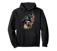 4th of July Smoking Pirate Eagle USA Flag Felpa con Cappuccio