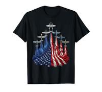 4th of July Warbirds Fighter Planes American Aircraft Flag Maglietta